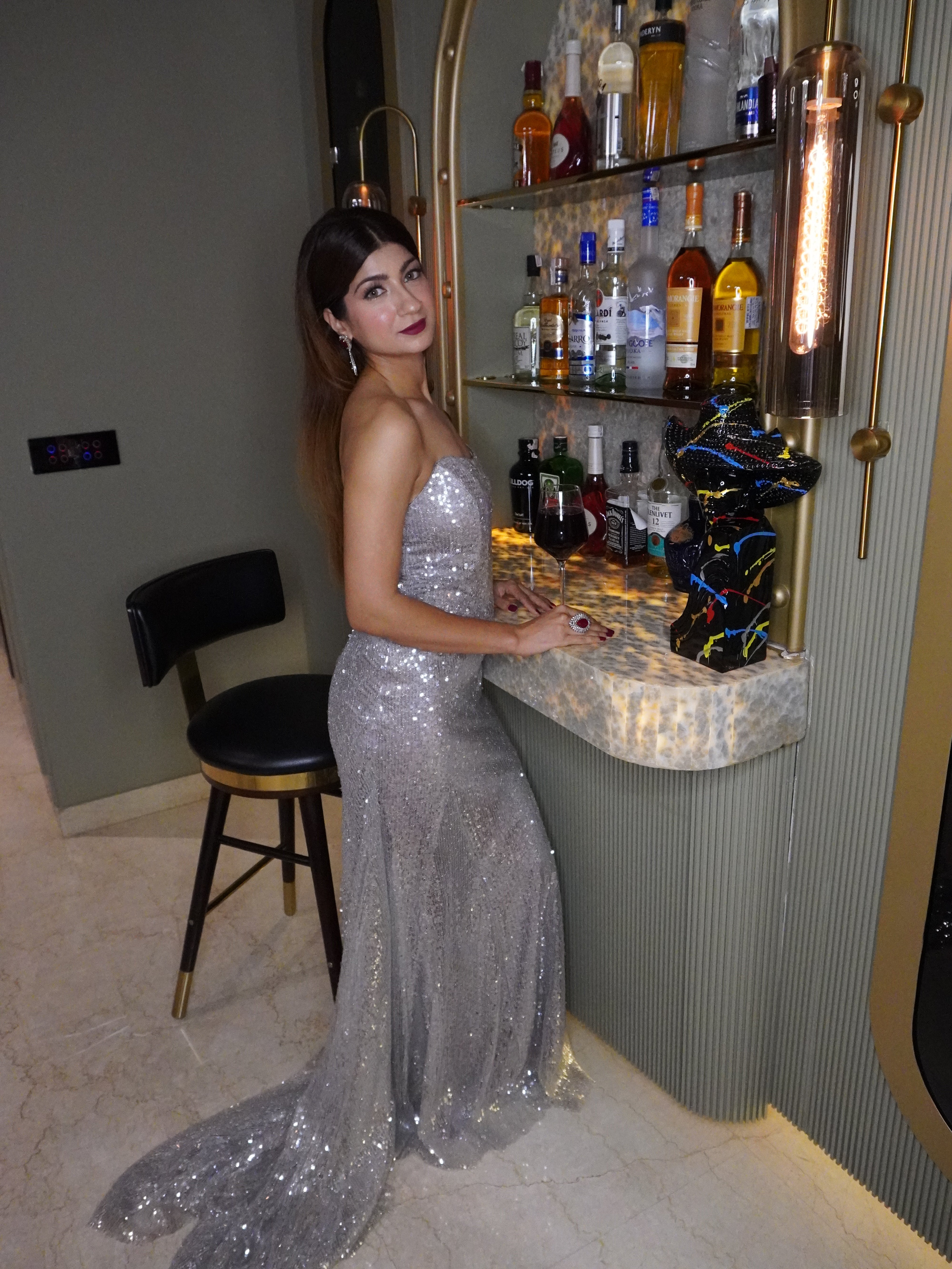 Champagne Sequinned Fish Tale Gown