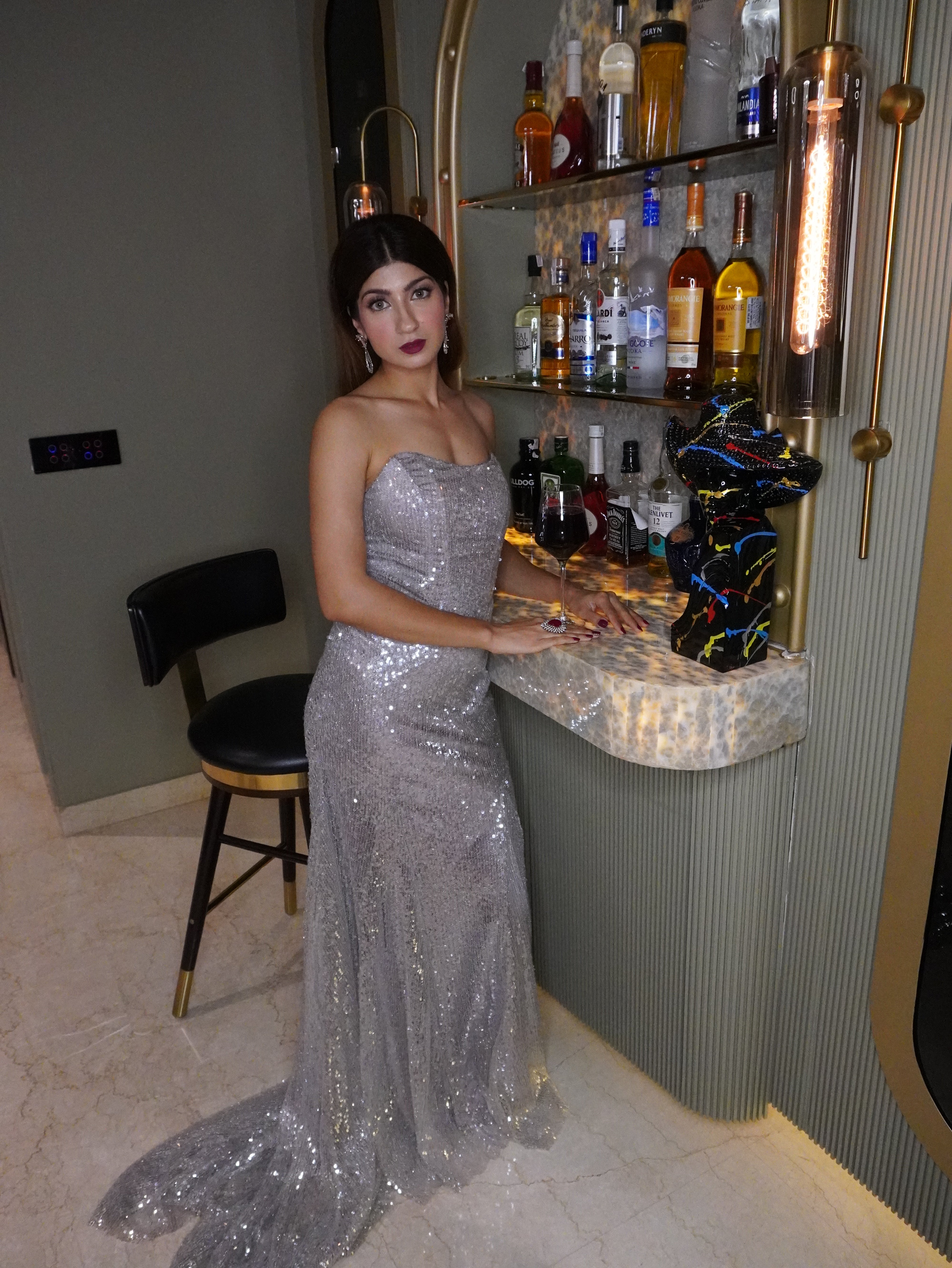 Champagne Sequinned Fish Tale Gown