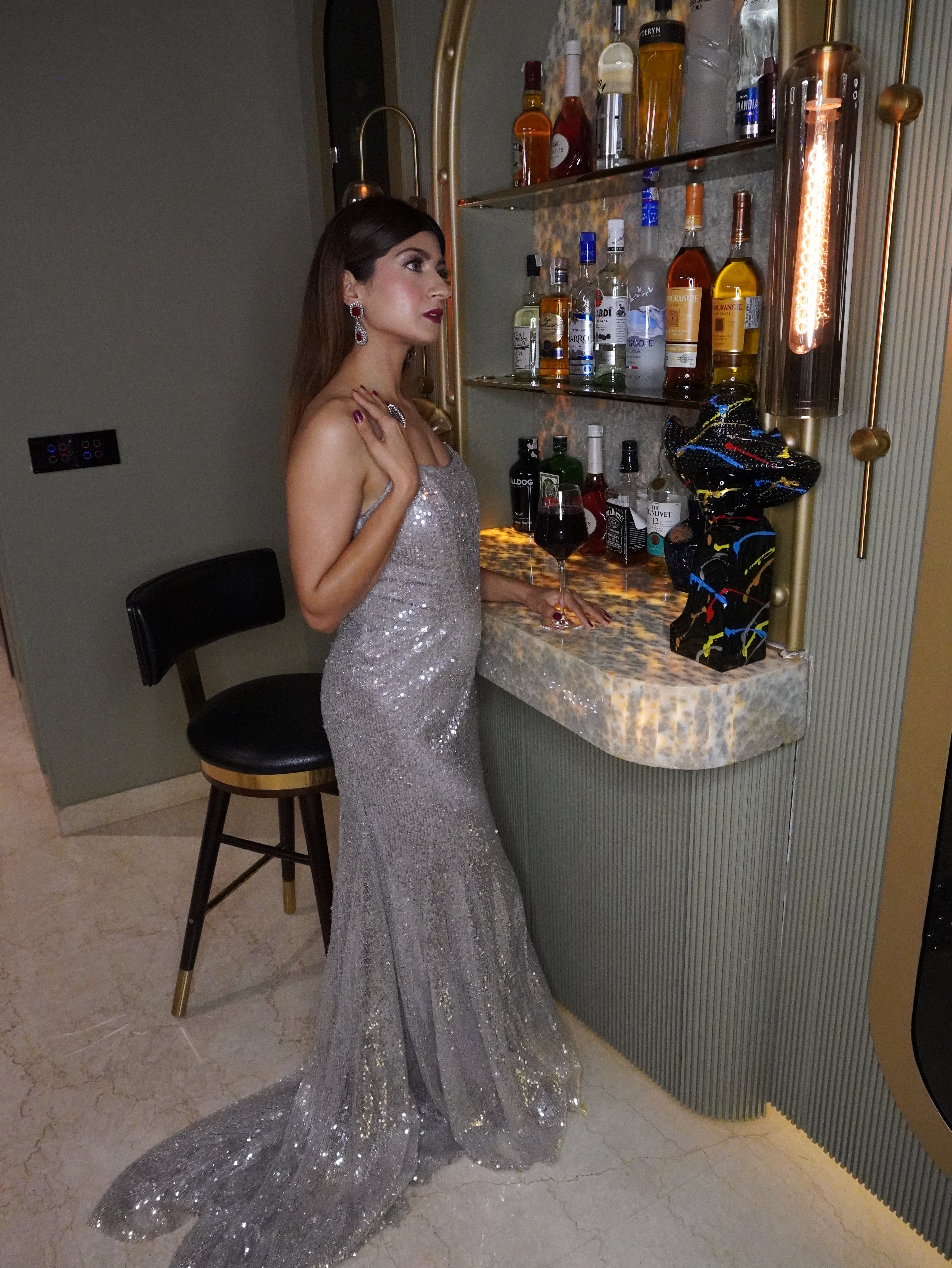 Champagne Sequinned Fish Tale Gown