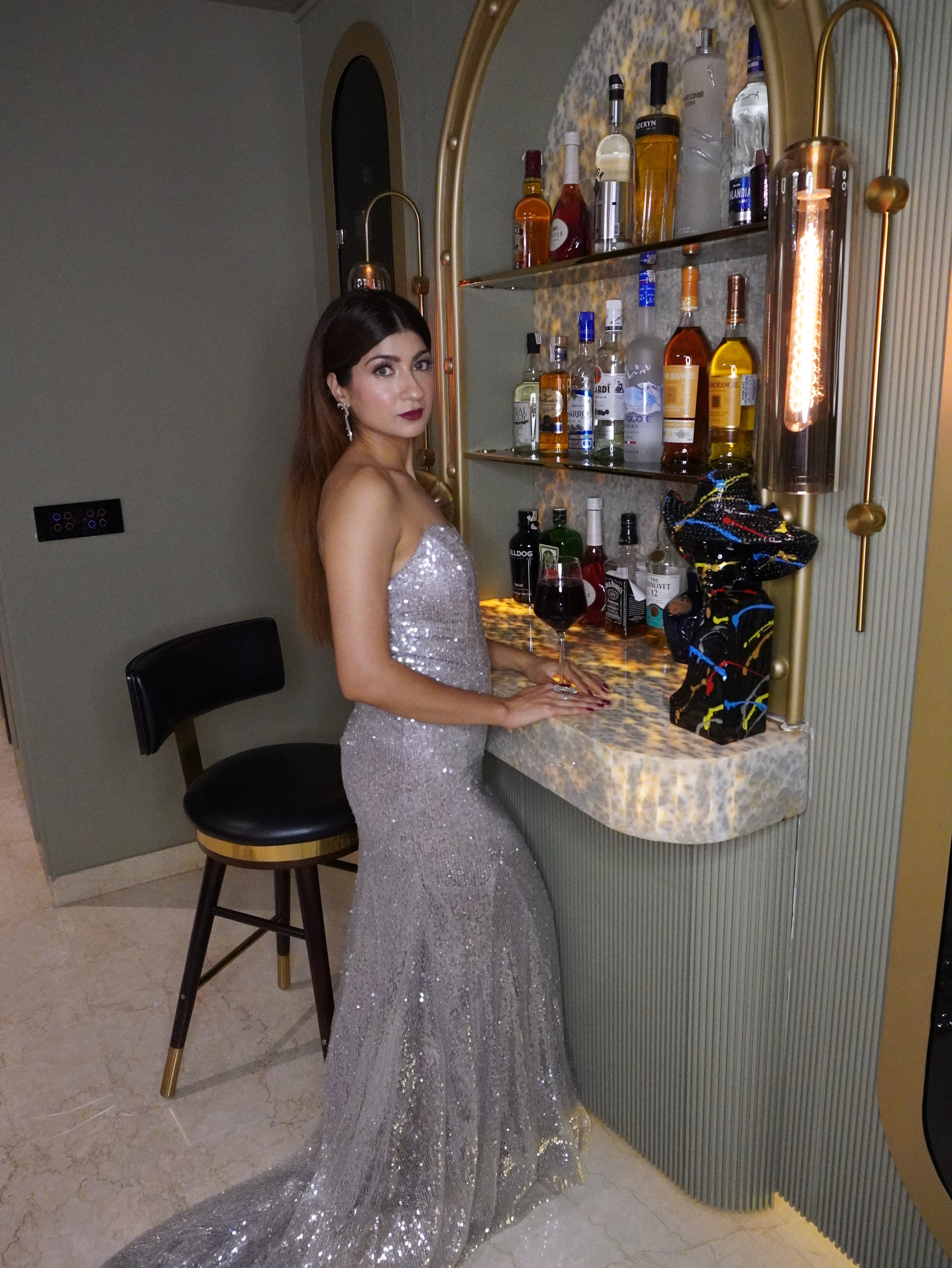 Champagne Sequinned Fish Tale Gown