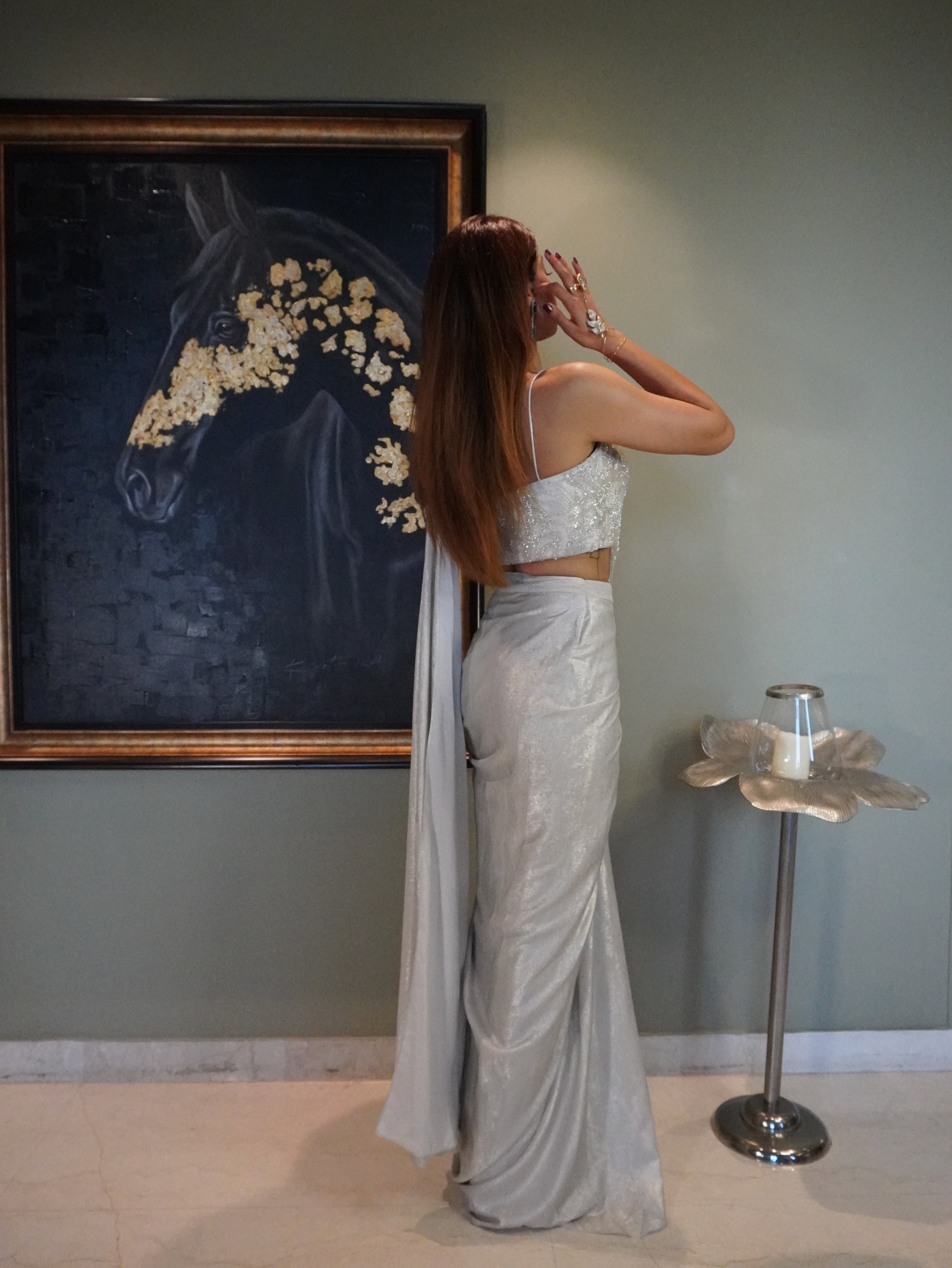 Ivory Drape Saree