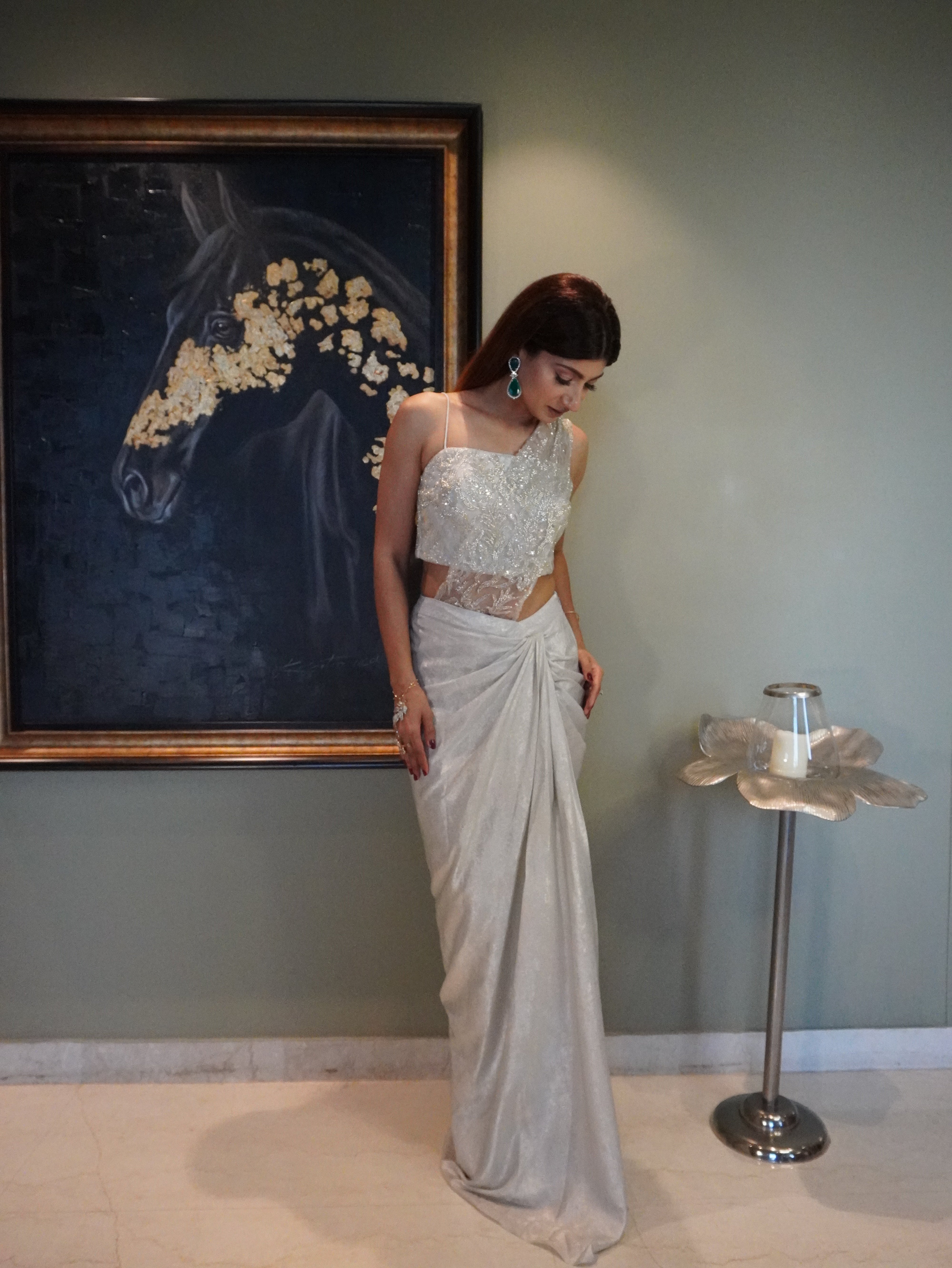 Ivory Drape Saree