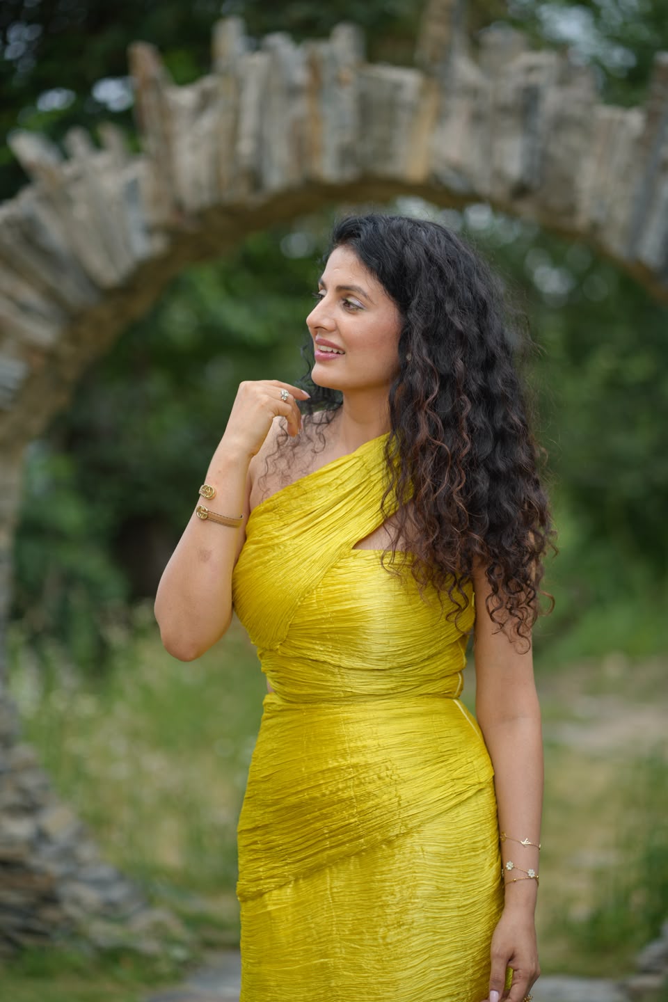 Lime Green Crushed Silk Dress
