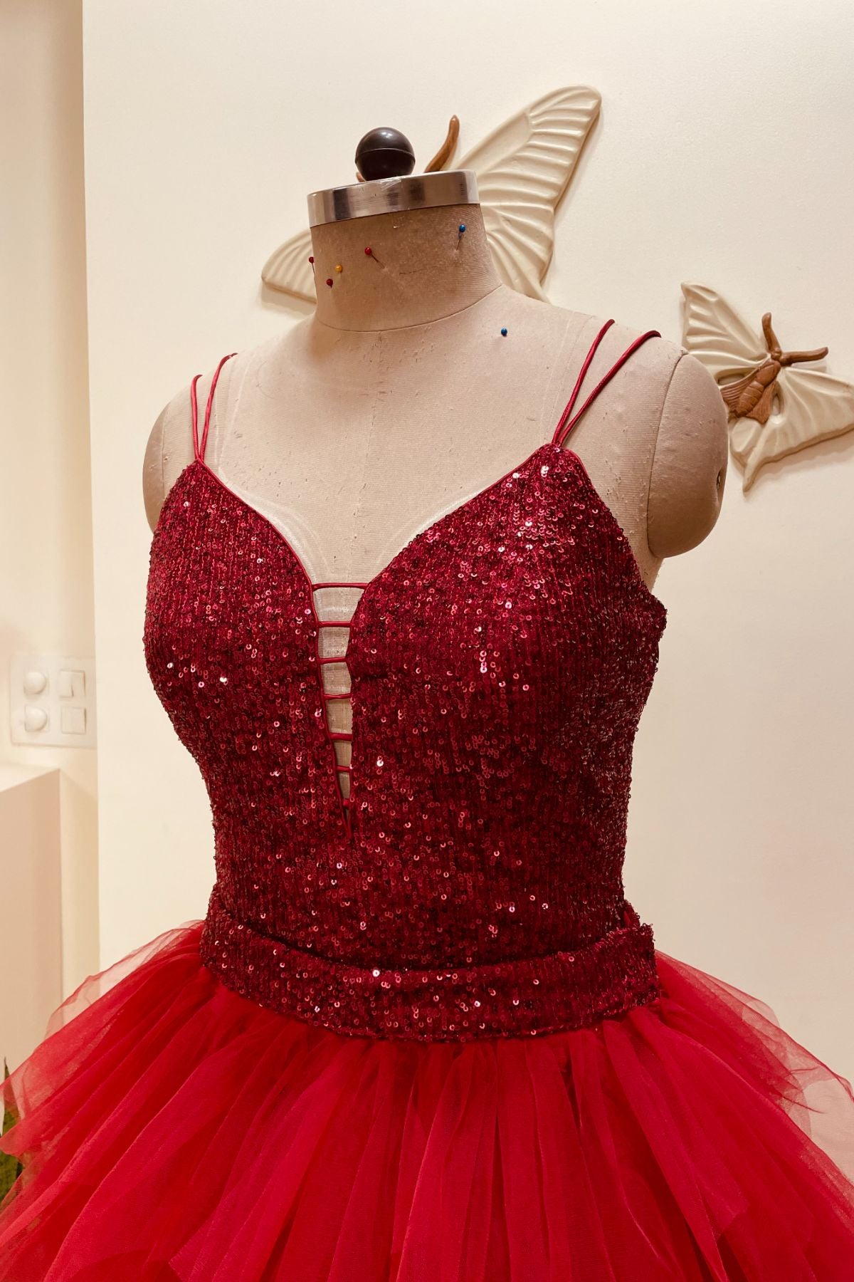 Red Cascade Gown