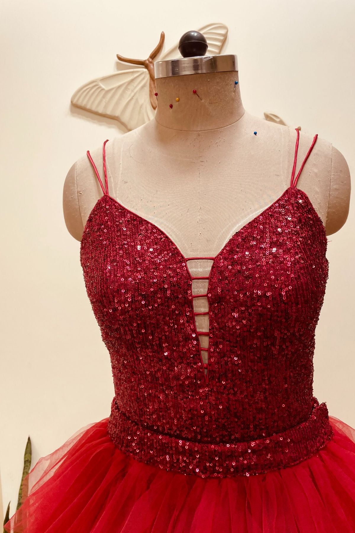 Red Cascade Gown