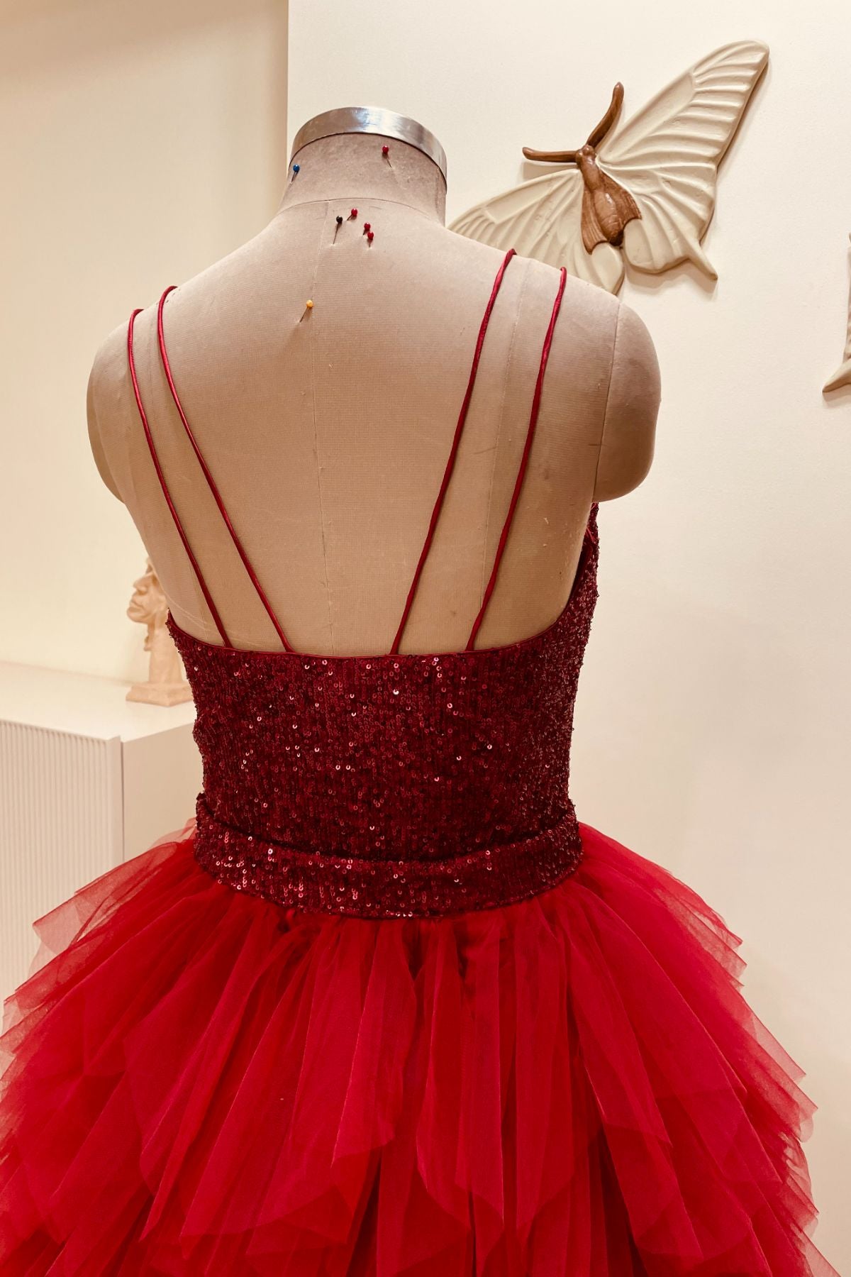 Red Cascade Gown