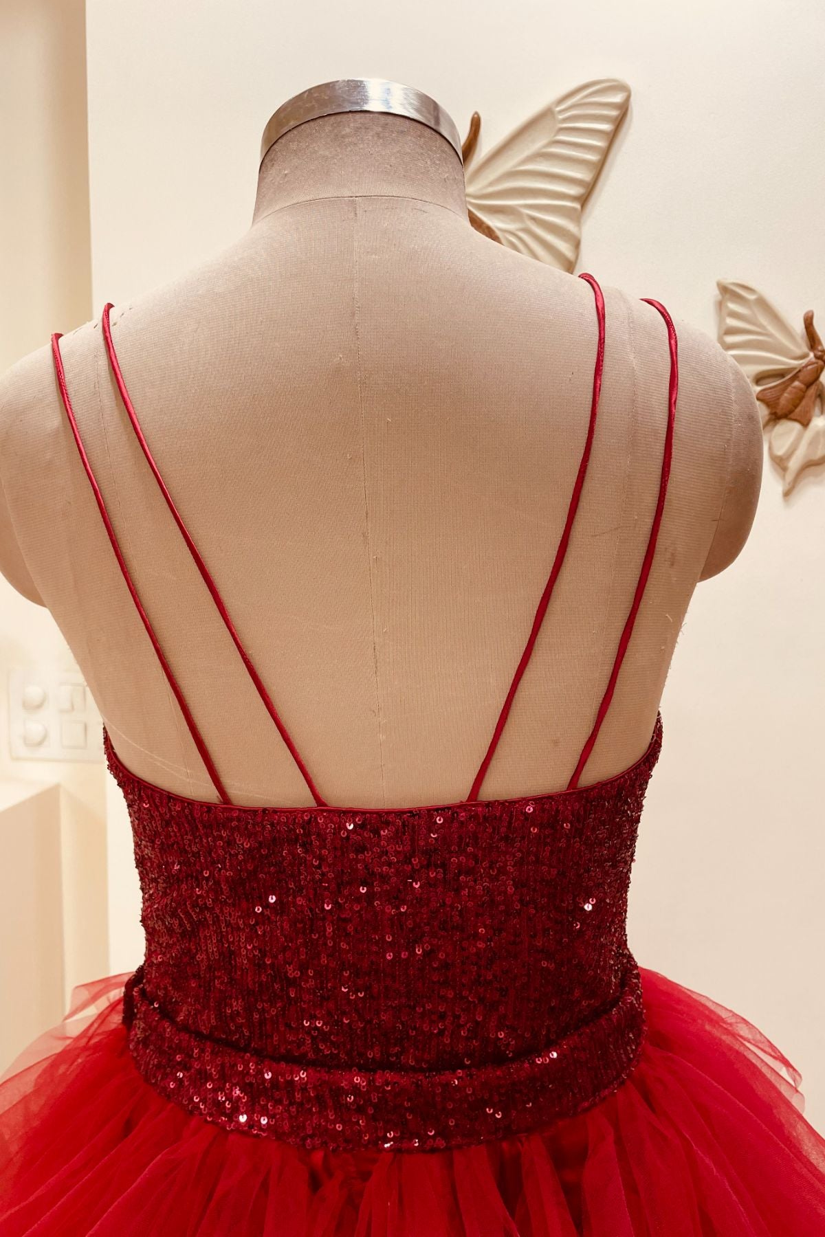 Red Cascade Gown