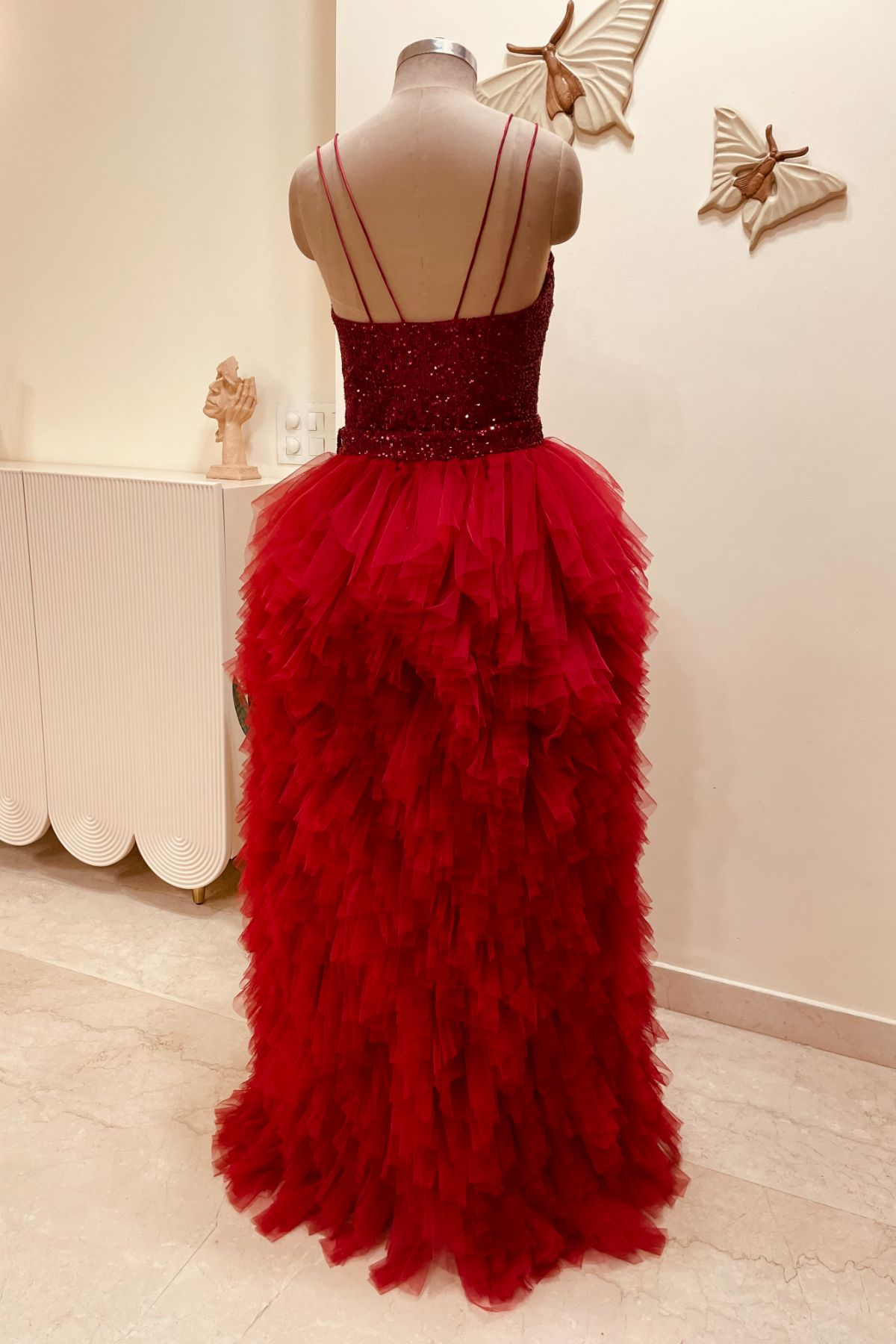 Red Cascade Gown