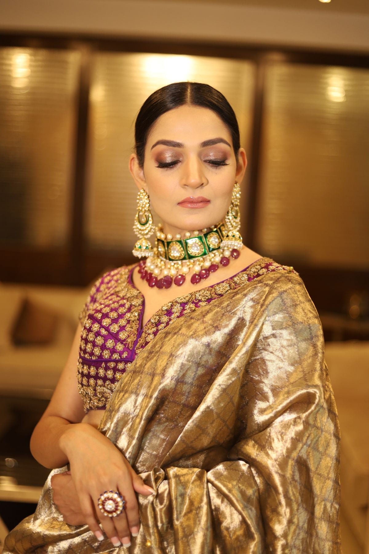 Purple Benarasi Lehenga