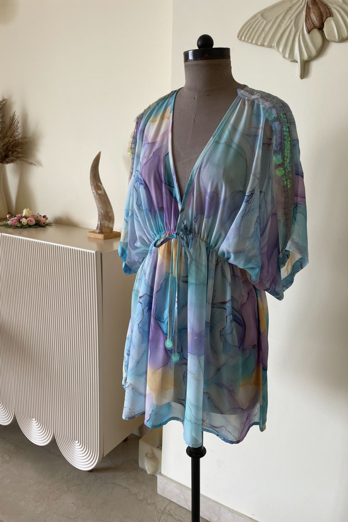 Marble Print Beach Kaftan