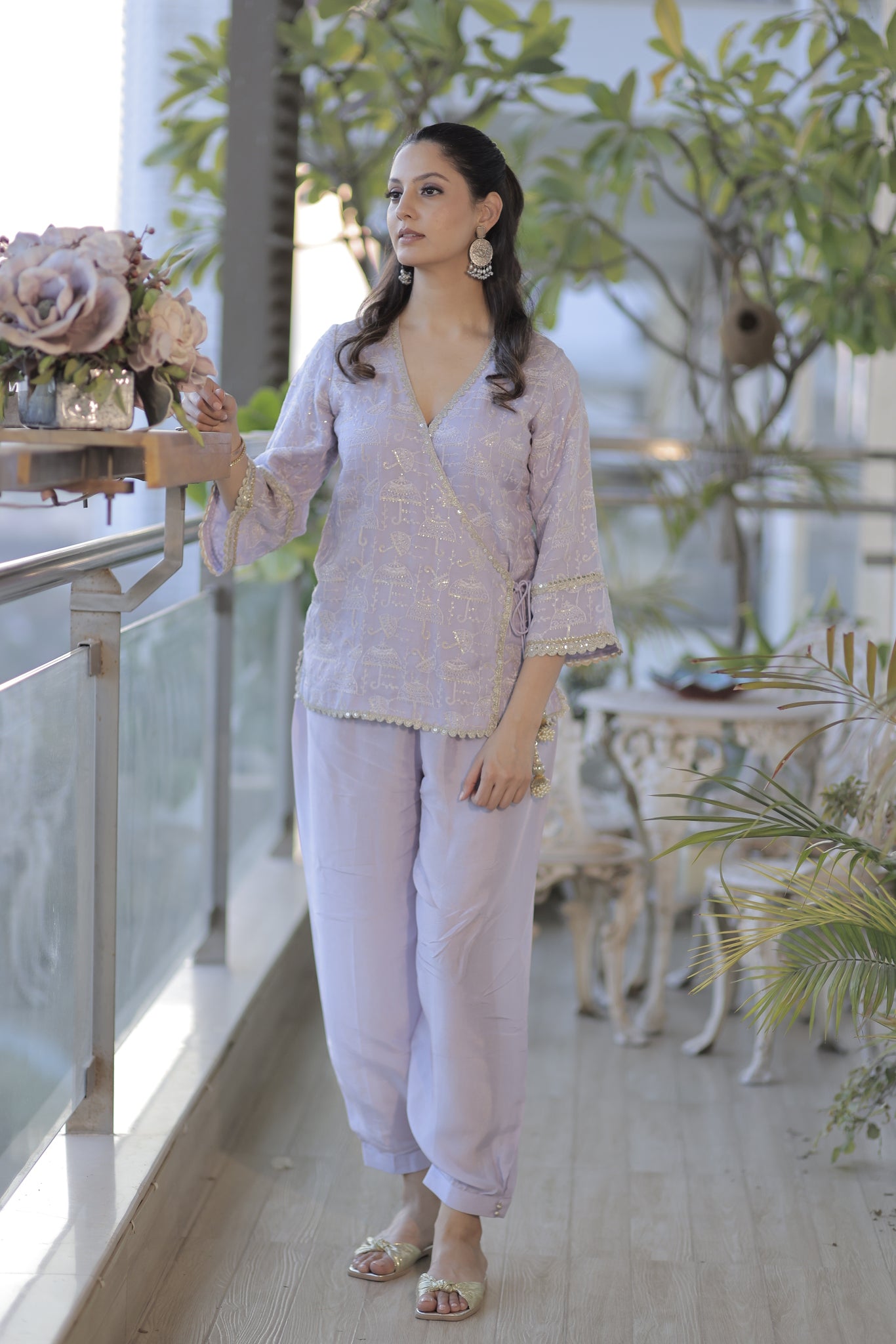 Embroidered Silk Chanderi Angrakha