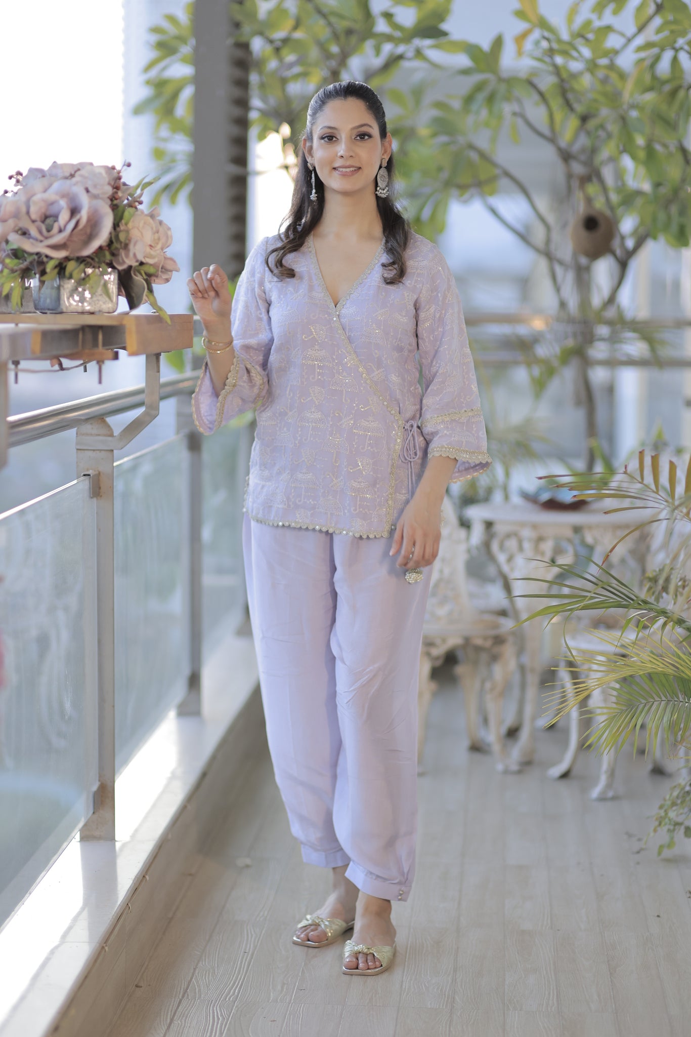 Embroidered Silk Chanderi Angrakha