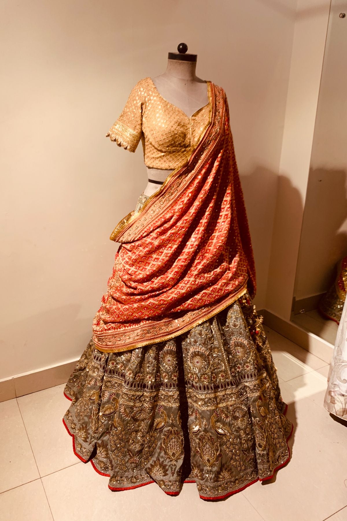 Olive Peacock Lehenga