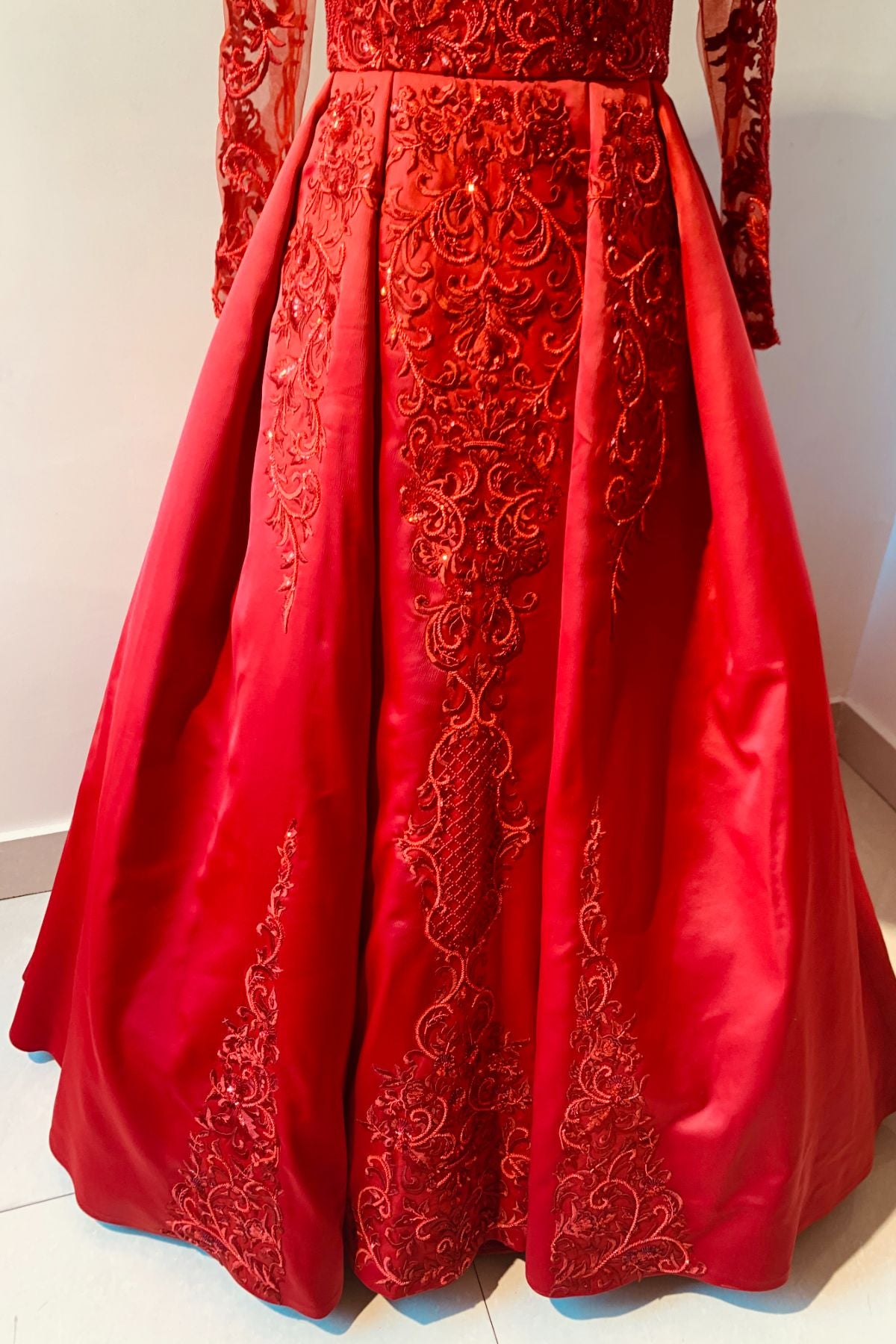Red Hand Embroidered Gown