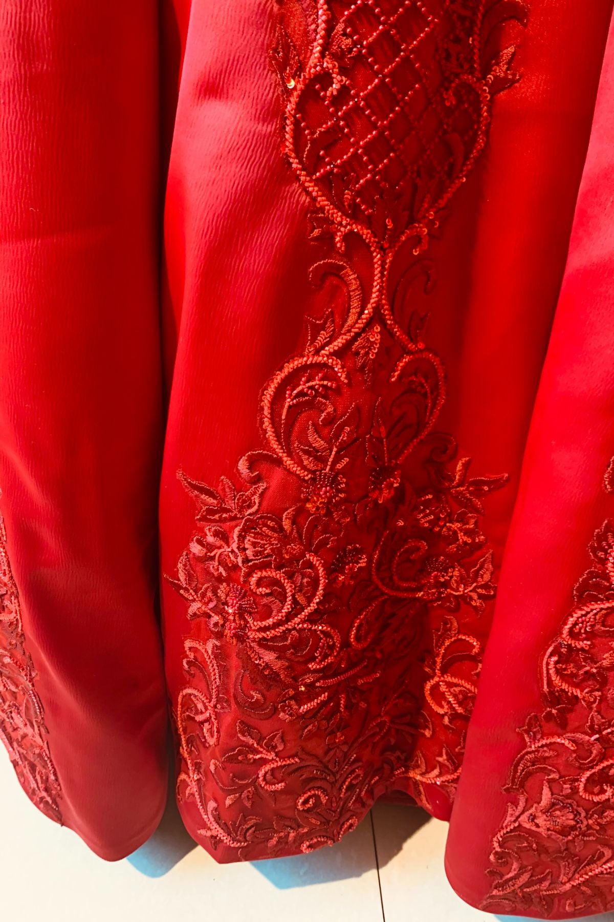Red Hand Embroidered Gown