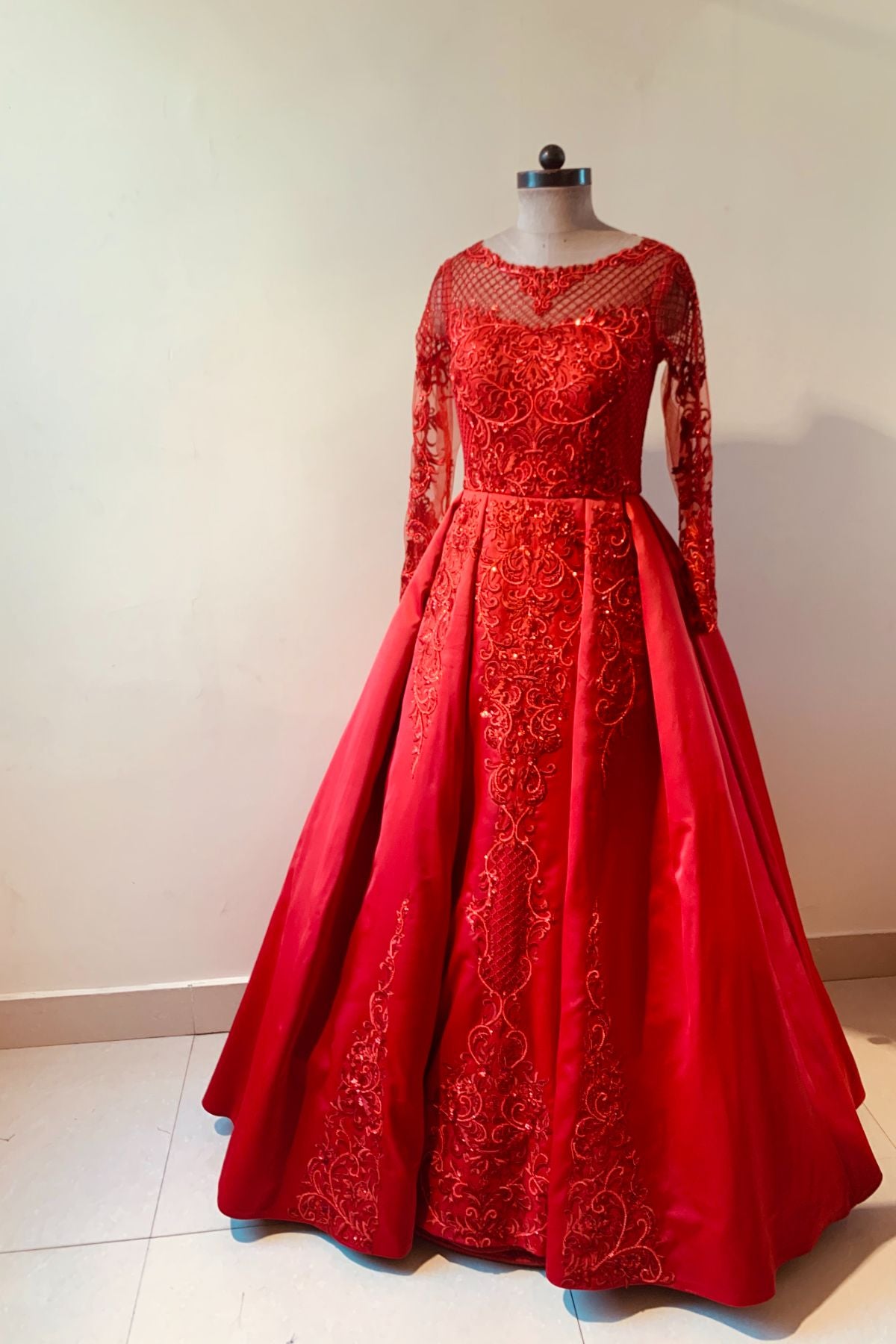 Red Hand Embroidered Gown