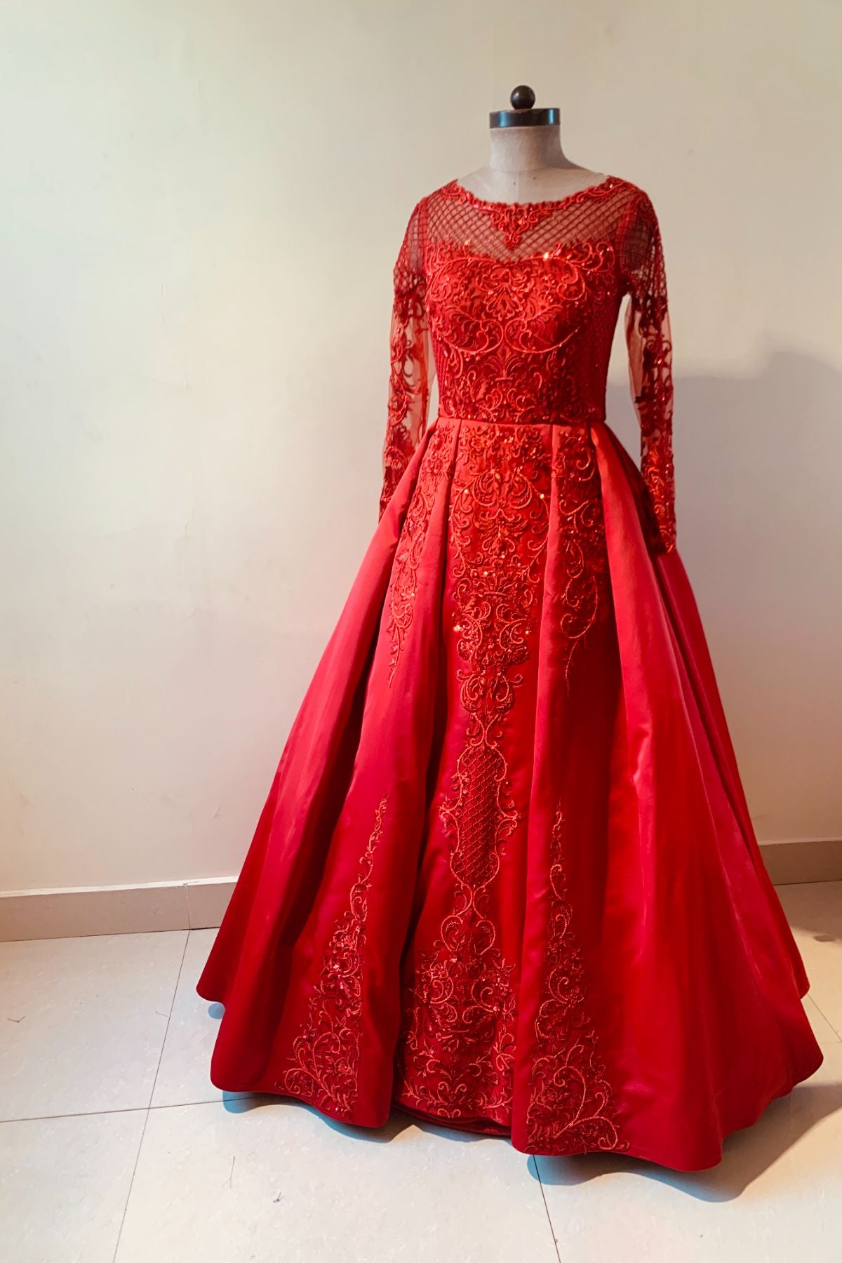 Red Hand Embroidered Gown