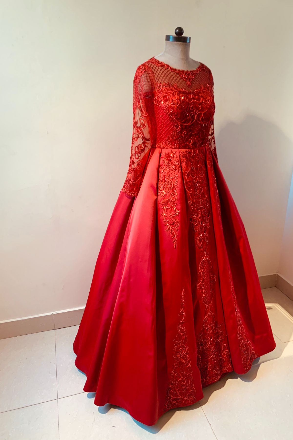Red Hand Embroidered Gown