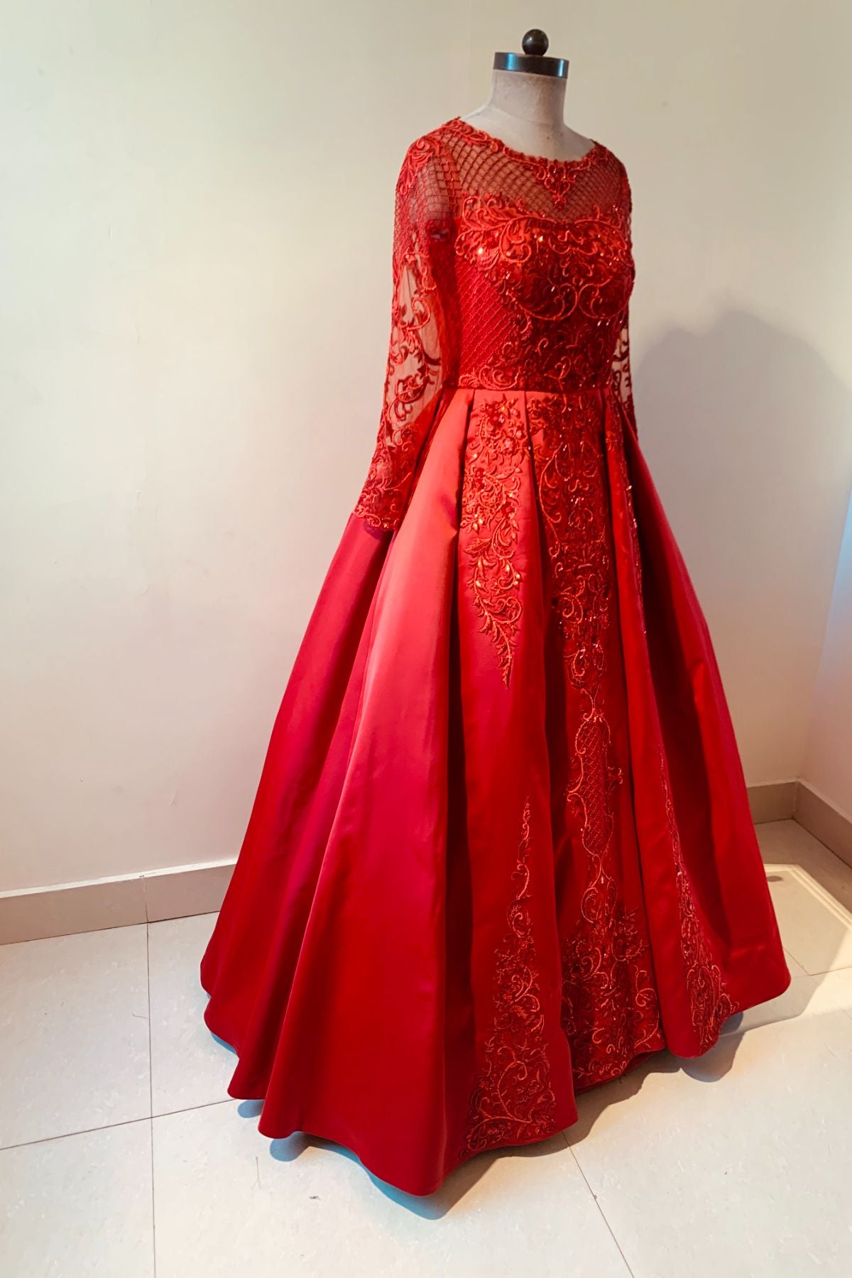 Red Hand Embroidered Gown