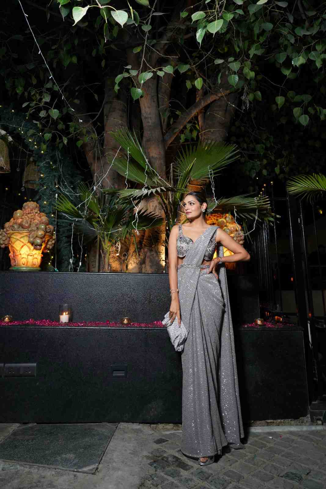Chrome Silver Draped Saree