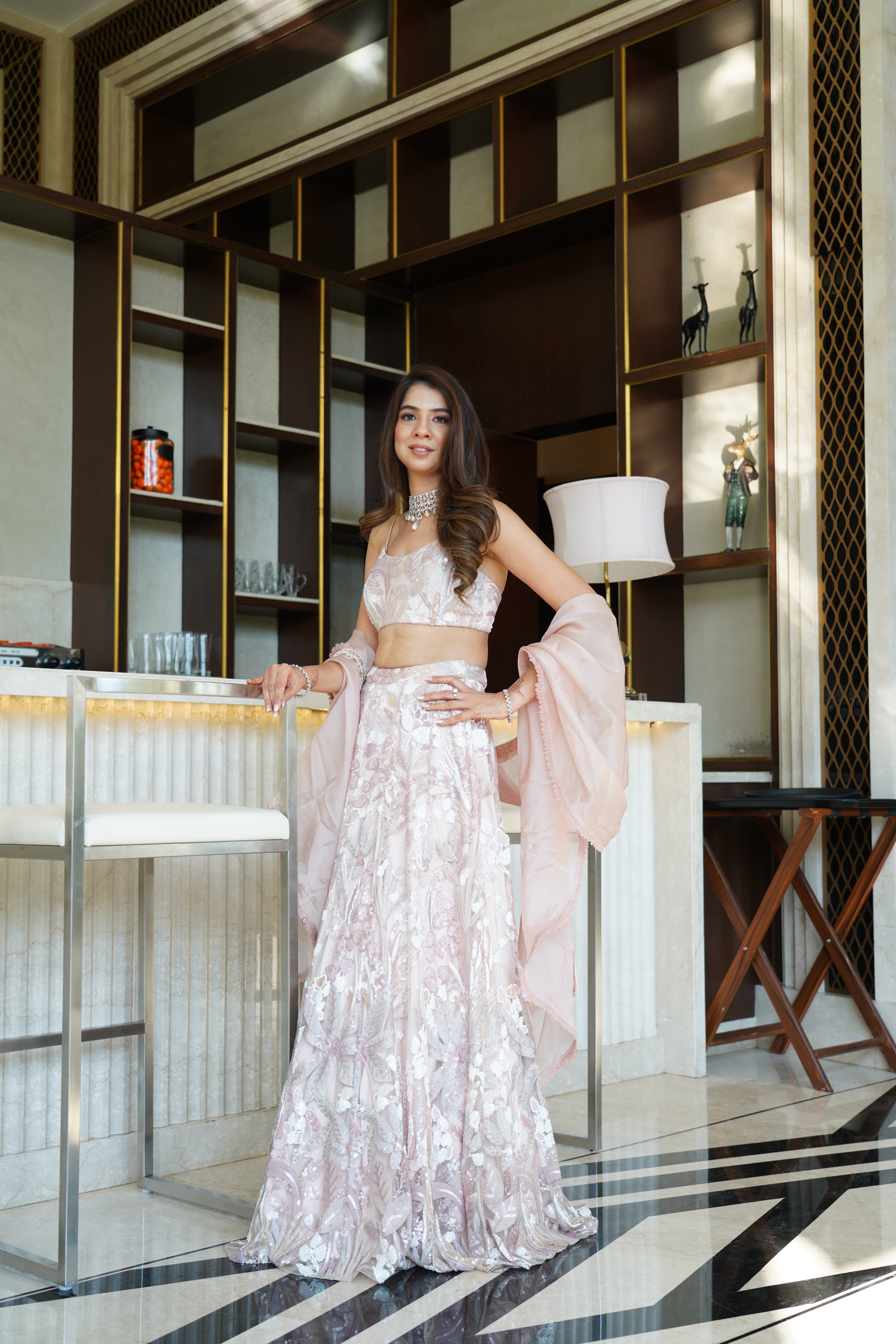 Pink floral lehenga