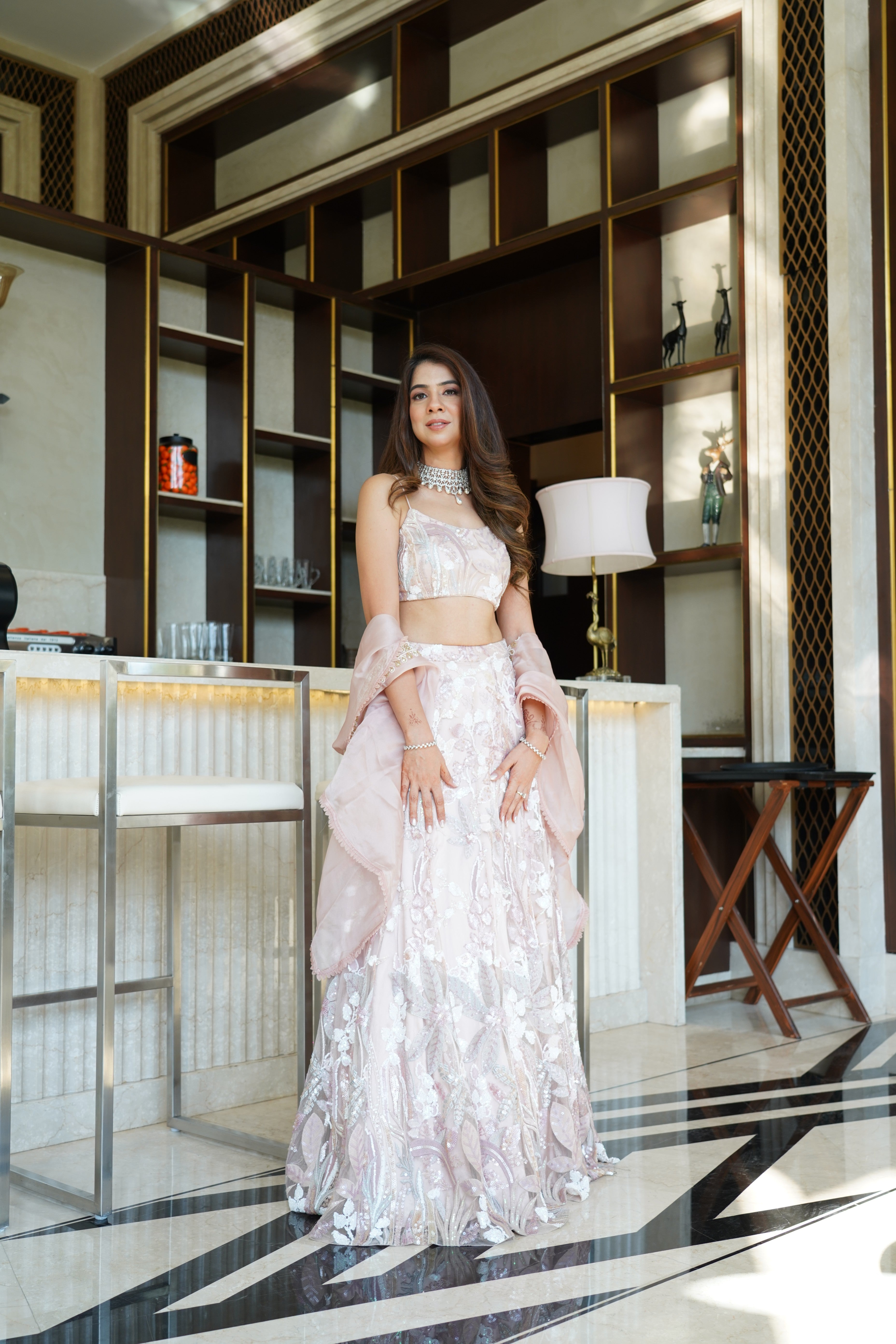 Pink floral lehenga