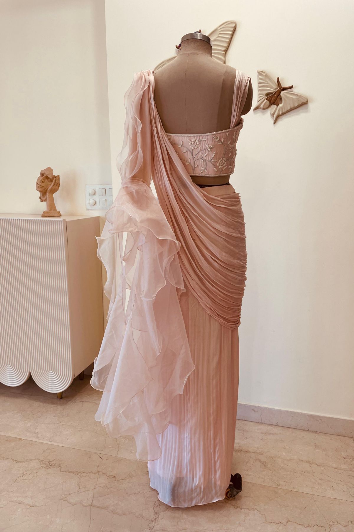 Blush Pink Draped Saree