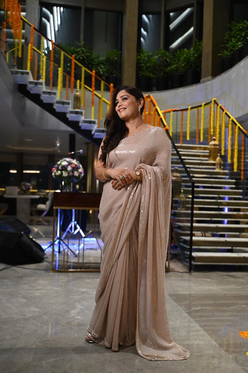 Champagne Sequinned Saree