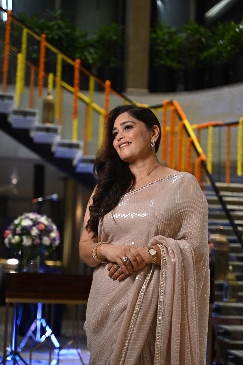 Champagne Sequinned Saree