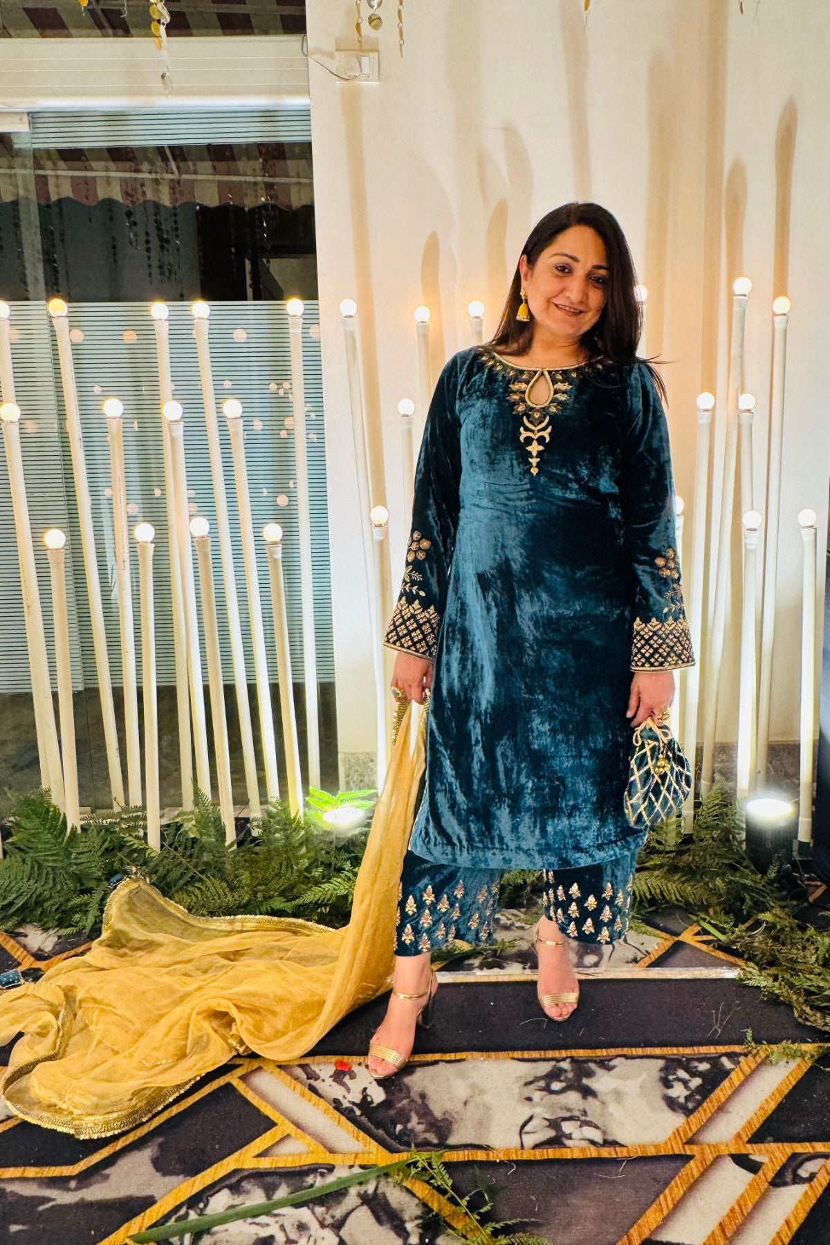 Hand Embroidered Velvet Suit