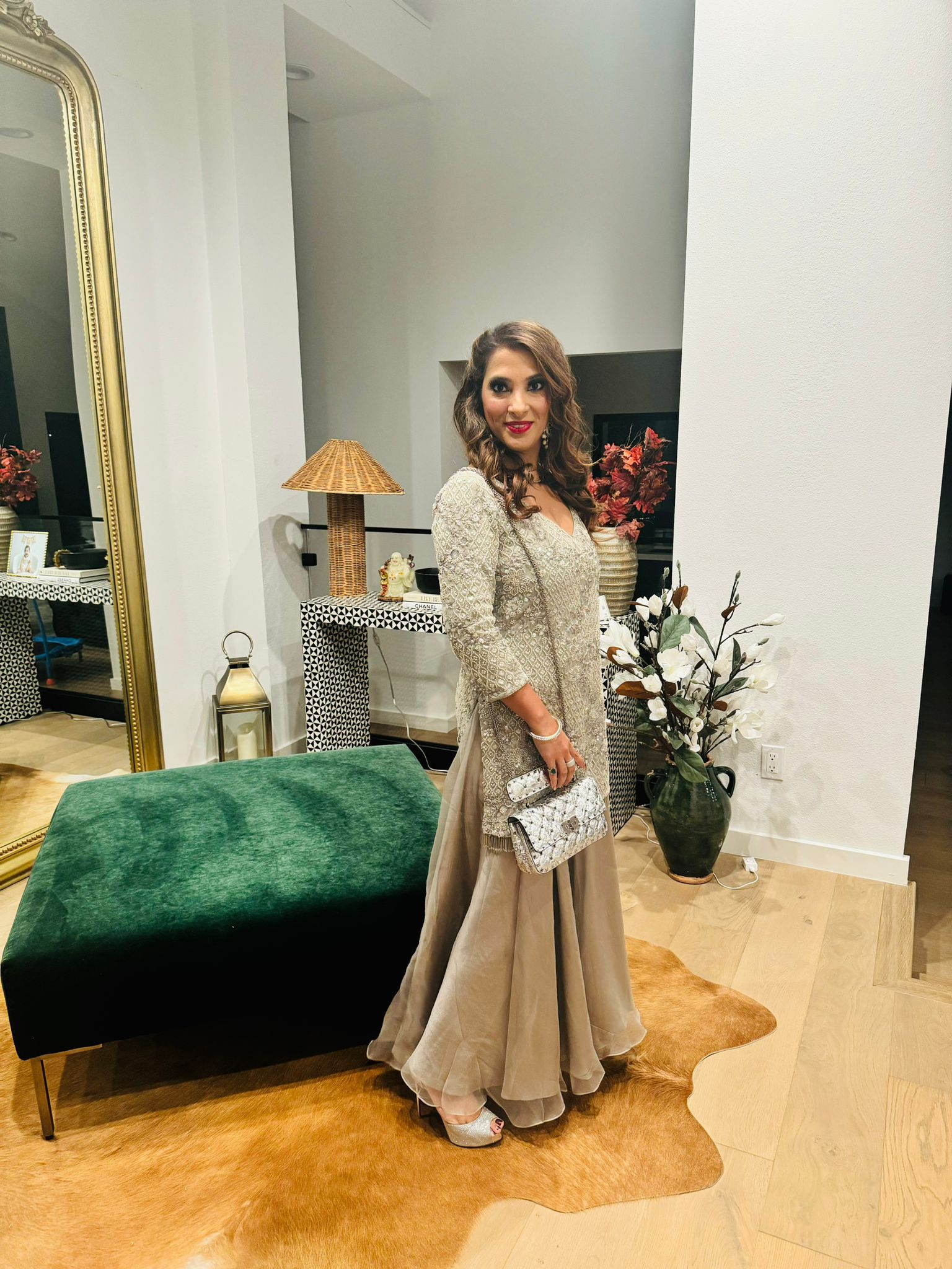 Grey Embroidered Sharara